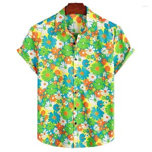Mäns casual skjortor mode blommig grafik för män kläder 3d tryck Hawaiian strand kort ärm y2k toppar vintage kläder lapel blus