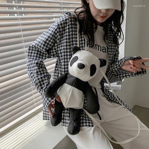 Akşam çantaları kız panda bebek peluş peluş sırt çantası Koreli insta tarzı kadınlar sevimli omuz çapraz vücut çantası