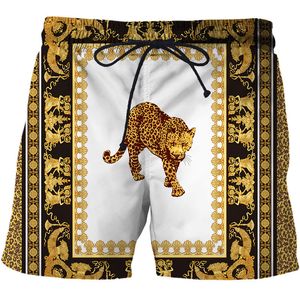 Roupa de banho masculina Roupa de banho masculina Shorts de banho respiráveis impressos em 3D Padrão de metal masculino Shorts de praia animal leopardo Harajuku Short masculino prancha de surf maiô 230616