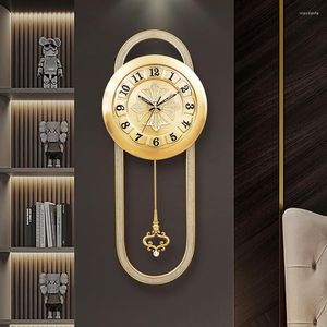 Väggklockor stor 3D mekanisk klocka modern design antik gyllene nordisk tyst hall horloge mural hem dekoration ab50wc