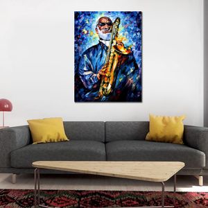 Abstract Portrait Canvas Art Sonny Rollins II Handmaderad modern målning för familjerumsdekor