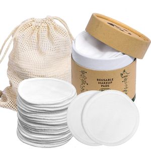 Ferramentas de maquiagem 20 pçs reutilizáveis almofadas removedoras de maquiagem com saco de roupa suja reutilizável almofada de algodão natural konjac esponja para todos os tipos de pele lavável 230615