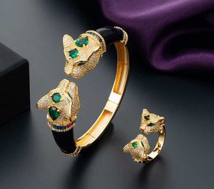 Designer -Charme Carter Copper eingelegtes Zirkonarmband Ring mit echtem Goldöffnung Neues Produkt elektropliert