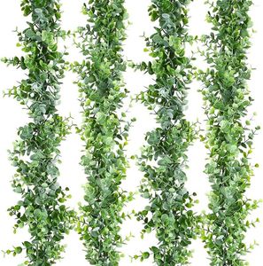 Dekorativa blommor 4 Pack Faux Eucalyptus Garland Plants Artificial Vines Fake Hanging Boxwood Greenery UV Protected for Wedding Backdrop