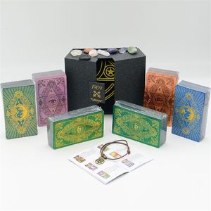 Giochi all'aperto Attività Alta qualità Misteriosa lamina d'oro Tarocchi Gioco da tavolo in PVC Carta colorata Confezione regalo Set di abbronzatura Tovaglia impermeabile Pietra di cristallo 230615