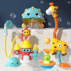 Bath Toys Baby Bath Toy Electric Spray Water Game Automatisk Bubble Making Machine Floating Light Sprayer Bathtub Dusch Toy 230615