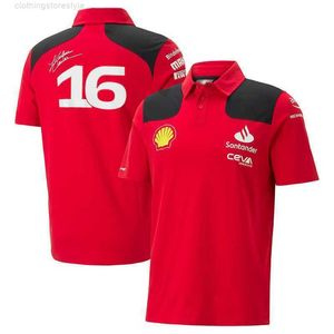 Herrt-shirts Leclerc 2023 Formel 1 F1 Racing Red Team Officiell webbplats Samma fan kortärmad t-shirt polo-skjorta