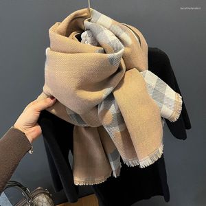 Scarves 2023 Design Cartoon Printed Cashmere Scarf Women Winter Pashmina Shawls And Wraps Thick Warm Bufanda Stoles Blanket