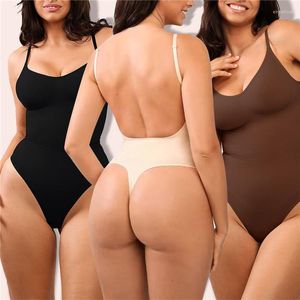 Body modelador modelador feminino modelador de cintura sem costas, controle de barriga, bainha plana, sexy, sem costura, macacão modelador de corpo