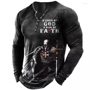 Camisetas masculinas vintage camisa de manga comprida para homens impressão 3d camisetas masculinas de caveira rua hip hop algodão tops grandes camisetas roupas