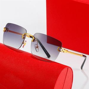 Kare Carti Gözlükler Erkekler İçin Güneş Gözlüğü Tasarımcı Altın Alaşım Çerçeveleri UV380 Çerçevesiz Kare Sürüş Gözlük Açık Goggle Erkekler Metal311i