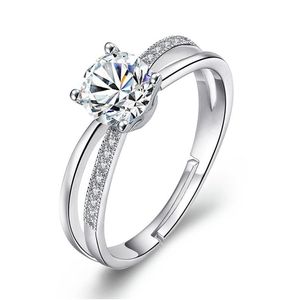 Solitaire Ring Cross Cubic Zirconia Crystal Open Adjustable Engagement Rings For Women Fashion Jewelry Will And Sandy Drop S Dh9Vd