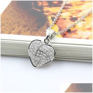 Pendant Necklaces Heart Shape Necklace S925 Sier Plated Fl Diamonds Stone Women Girls Lady Wedding Jewelry Drop Delivery Pendants Dhejw