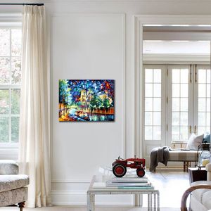 抽象的なウォールアート川パリ手作りの油絵のキャンバスアートワーク現代の家の装飾