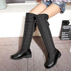 2022 di Inverno di Lusso Caldo Delle Donne Scarpe Plus Size Casual Midheel Lady Termica Peluche Interno Lady Stivali da Neve 40-44 donne Stivali al Ginocchio