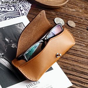 Solglasögon Fall 100% äkta läderglasögon Case Box Hard Specles Solglasögon Bag Gelgasses Fall Egyewear Holder Cover Accessories Men Women 230615