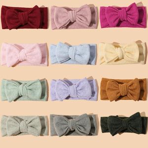 Hair Accessories 18 Pcs/Lot Baby Knitted Bow Headbands Double Layered Fabric Turan Headwrap Infant Born Shower Gift