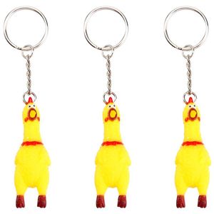 Pacote com 5/3 pacotes Squeeze Screaming Chicken Toys Yellow Chicken Keychain Squeaking Chicken Pendant Key Chains For Keys Bags Phones