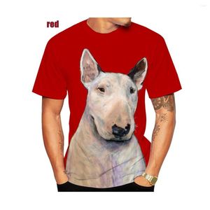 Camisetas masculinas 2023 moda feminina/masculina estampa 3D Bull-terrier camiseta casual manga curta tamanho XS-5XL