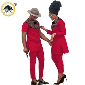 Ethnic Clothing African Clothes for Couples Bazin Riche African Women Ankara Print Clothes Match Men Outfits Handmade Top and Pants Sets S20C001 230616