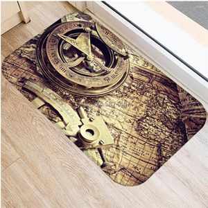 Carpets Nautical Map Printed Entrance Indoor Doormat Home Decorative Floor Mat Flannel Bath Anti-slip Bathroom Kitchen Rug Carpet