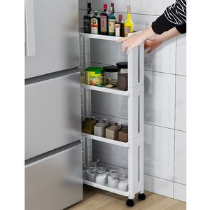 Bathroom Shelves Kitchen Storage Shelf 2 3 4 Layers Food Bookcase with Wheels Rack for Convenience Removable Organizer 230615