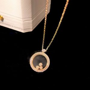 2023 lovely cute pendant Necklaces long gold thin stainless steel chain diamonds shinny crystal ring designer Women necklace with dust bag and box