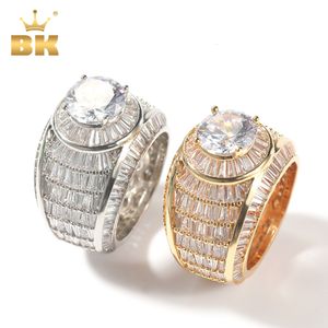 Solitaire Ring The Bling King Luxury Bold Statement Rings Iced Baguettecz Cubic Zirconia Engagement High Quality Party Hiphop Jewelry for Gift 230615