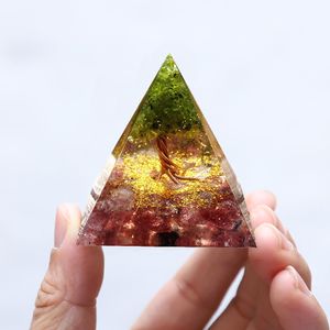 Decorative Objects Figurines Natural Orgonite Pyramid Healing Crystal Energy Reiki Meditation Stone Ornament 230615