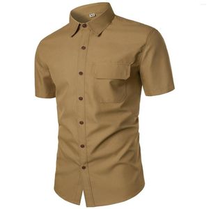 Men's T Shirts Tan Mens Tee Lapel Shirt Fashion Casual Color Short Sleeved Breathable Sleeve Retro Western Men