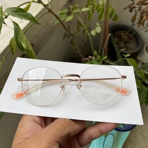 Sunglasses Frames Round Metal Glasses Women Small Size UK Brand Rose Gold White