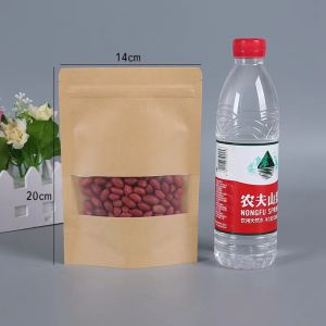 Classic 8Size Kraft Paper Bag Food Moisture Barrier Bags Sealing Pouch Food Packing Bags Reusable Plastic Front Transparent Bags