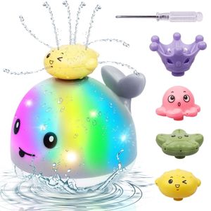 Bath Toys Whale Bath Children's Toys 4 Water Spray Mode Lighting Sprint Bathtub Toys Baby Boys and Girls Grey Christmas Gifts 230615