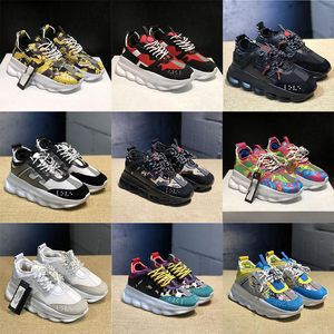 Sneakers barocche di lusso per uomo e donna Chainz in pelle scamosciata multicolore in bianco e nero twill oro blu scarpe casual italiane marrone fluoro