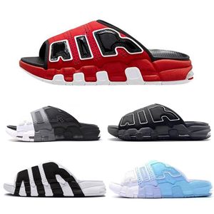 Pippen More Uptempos Slides صندل رجال ونساء شبشب أسود أبيض أحمر رياضي للعدائين شبشب بيبين شبشب صندل رجالي مصمم صندل مقاس 36-45