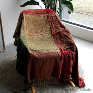 Blanket Textile City Retro Sofa Decor Towel Patchwork Throw Blanket Heavy Sofa Bedspread 220x260cm R230616