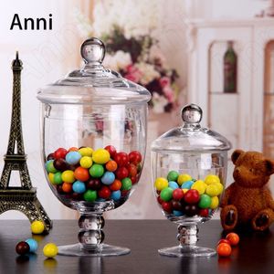 Storage Boxes Bins European Transparent Candy Jar with Lid Nordic Modern Wedding Decoration Snacks Crystal Glass Bottle Dessert Ornaments 230615