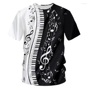 T-shirt da uomo Moda Uomo T-shirt O-collo per pianoforte Musica T-shirt estetica Donna Stampa 3D Tastiera T-shirt Harajuku Homme Top Drop