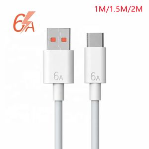 6a Super Fast Charge 66W USB C Laddningskabel för Samsung S8 S9 S10 S20 Huawei Xiaomi Höghastighetstyp C Datakabel 1M 2M 2M