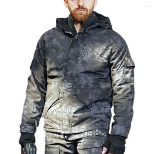 Herrenjacken Herren Outdoor Combat Wearable Hooded Tactical Camouflage Jacket Herren Fleece Military Warm Wasserdicht Winddicht