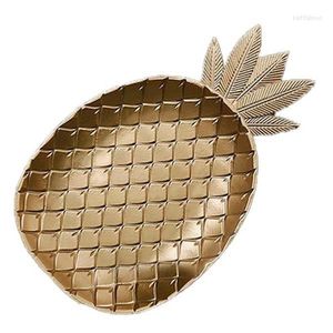 Jewelry Pouches Nordic Decorative Tray Gold Pineapple Shape Serving Pallet Fruit Snack Dish Table Storage Organizer (Large)