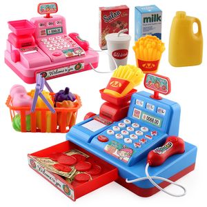 Kitchens Play Food Kids Pretend Toy Electronic Simulation Supermarket Cash Register Checkout Counter Role Cashier Toys For Girls Children 230615