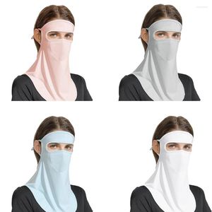 Bandanas Unissex Full Face Sun Protection Mask respirável Seda Running Sports Fina Elástica Orelha Corda Para Atividades Ao Ar Livre De Verão