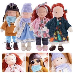 Dockor Full Set 30cm Girl Plush Doll Waldorf Handgjorda mjuka fyllda med Golden Curly Hair Present till barn 230615