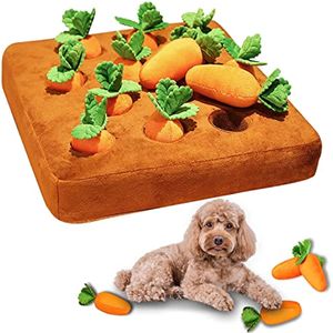 ATUBAN Tappetino da Sniffare, Tappetino da Sniffling, Tappetino Giocattolo per Carote di Peluche per Cani, Innovativo Giocattolo da Masticare per Cani da Campo di Verdure in Peluche