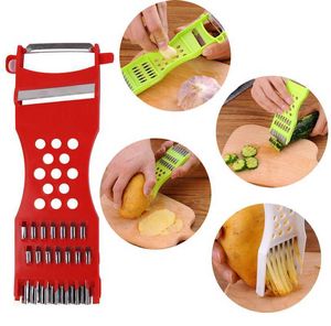 New Multifunctional Plastic Peeler Fruit and Vegetable Grater Stainless Steel Blade Salad Making Tools French Fries Potato Chip Tool