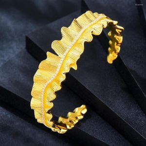 Armreif Missvikki Sommer Trendy Luxus Stapelbar Offen Für Frauen Hochzeit Voller Kubischer Zirkon Gold Farbe Dubai Armbänder