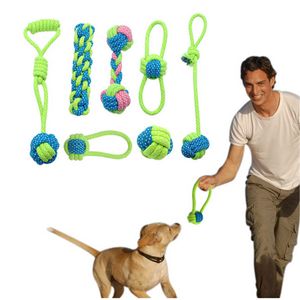 7 confezioni Giocattolo per cani in corda di cotone da masticare per animali domestici Corda per la pulizia dei denti all'aperto Divertimento molare Forniture interattive per l'addestramento del cane giocattolo