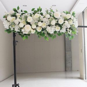 Decorative Flowers 50cm DIY Artificial Flower Row Eucalyptus Wedding Home Background Decor Rose Peony Hydrangea Plant Mix Arch Table