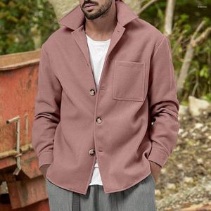 Men's Jackets Men Coat Male Casual Overcoat Turn-down Collar Winter Jacket Keep Warm Pocket Design Solid Color Pullover Clothing